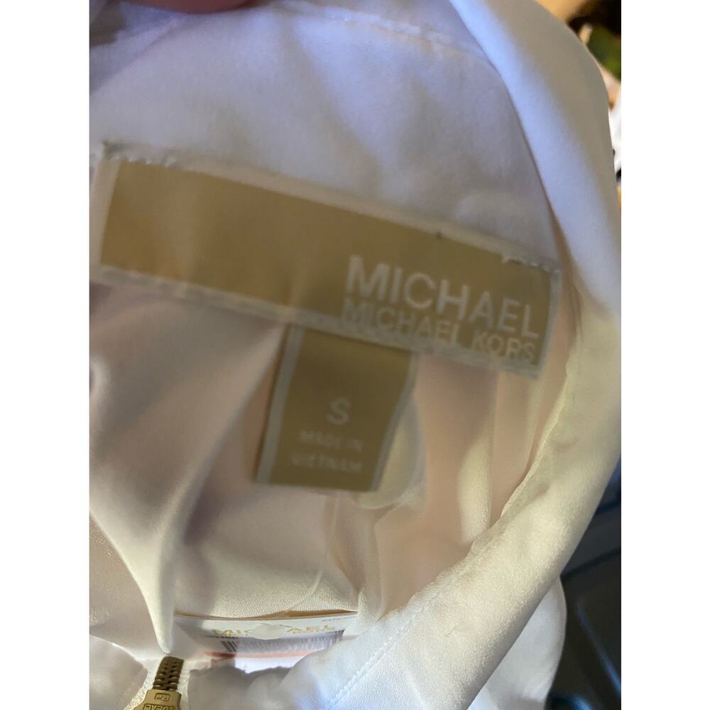 MICHAEL Kors Womens Blouse Size Small White Sheer Quarter Zip NEW - Picture 10 of 11